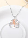 wholesale 925 Sterling Silver Metal Heart-Shaped Gymnastics Pendant Sportswear Necklace for Women Gifts-0-4