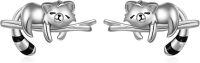 wholesale 925 Sterling Silver Raccoon Stud Earrings Adorable Animal Gifts for Women Girls-Red panda
