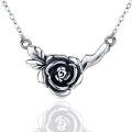 wholesale 925 Sterling Silver Black Rose Pendant Necklace for Women-0-0