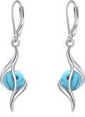 wholesale 925 Sterling Silver Turquoise Snake Hook Dangle Earrings for Women-0-0