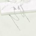 wholesale 925 Sterling Silver Leaf Drop Threader Earring with Chains - Elegant Holiday Accessory for Women-0-1