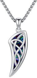wholesale 925 Sterling Silver Abalone Shell Triquetra Knot Pendant Necklace for Men & Women-0-0