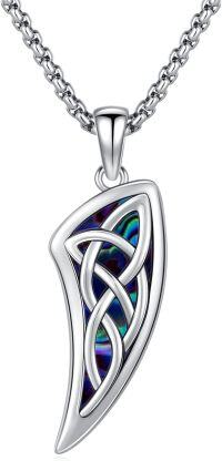 wholesale 925 Sterling Silver Abalone Shell Triquetra Knot Pendant Necklace for Men & Women-Celtic(Abalone)