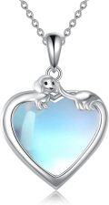 wholesale 925 Sterling Silver Heart-Shaped Opalite Dachshund Pendant Necklace for Women-0-0