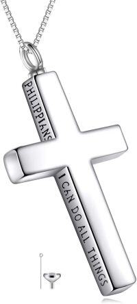 wholesale Sterling Silver Cross Necklace Philippians 4 13 I Can Do All Things Inspirational Gift-silver-Cross Urn Necklace