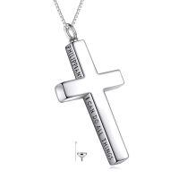 wholesale 925 Sterling Silver Cross Pendant With Blue Opal And Philippians Inscription-silver-Cross Urn Necklace