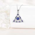 wholesale 925 Sterling Silver Blue Crystal Evil Eye Triangular Celtic Knot Pendant Necklace for Women-0-3