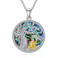 TOUPOP Sterling Silver Crystal Abalone Shell Animal Pendant Necklace-style_name:2-Abalone Shell-Frog