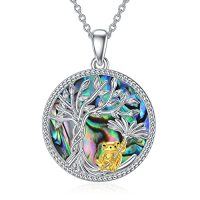 wholesale TOUPOP Tree Of Life Animal Necklace 925 Sterling Silver Crystal/abalone Shell Animal Pendant Jewelry Birthday Mothers Day Gifts For Women Mom Wife Her -style_name:2-Abalone Shell-Frog