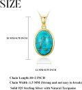 wholesale Gold-Plated 925 Sterling Silver Oval Genuine Turquoise Pendant Necklace for Women-0-6