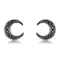 wholesale 925 Sterling Silver Celtic Knot Crescent Moon Stud Earrings-0-0