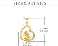wholesale 14K Gold Mother and Child Heart Pendant Necklace with Cubic Zirconia Stones 23cm + Extender Chain-0-3