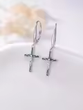 TOUPOP Sterling Silver Turquoise Cross Dangle Earrings for Women-0-1