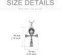 wholesale 925 Sterling Silver Ankh Cross Pendant with Black and White CZ Stones for Women's s-0-3