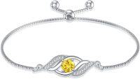 wholesale Sterling Silver Birthstone Dainty Infinity Bracelet for Women-11-Nov.-Citrine