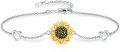 wholesale 925 Sterling Silver Heart & Sunflower Charm Bracelet for Women-0-0