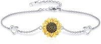 wholesale 925 Sterling Silver Heart & Sunflower Charm Bracelet for Women-C-Sunflower heart bracelet