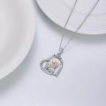 wholesale 925 Sterling Silver Highland Cow Family Love Forever Heart Pendant Necklace-0-2