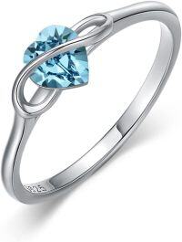 wholesale TOUPOP Rings For Women Sterling Silver Infinity Love Heart Rings With Crystal Anniversary Christmas Valentines Mothers Day Promise Jewelry For Women Her Wife Mom -undefined
