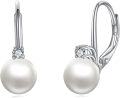 wholesale 925 Sterling Silver White Pearl and Cubic Zirconia Leverback Earrings-0-6