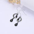 wholesale 925 Sterling Silver Crescent Moon Drop Earrings with Garnet and Red Crystal Accents-0-58