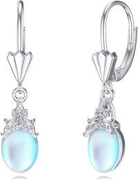 wholesale 925 Sterling Silver Crystal Teardrop Dangle Earrings Valentine s Birthday Gifts for Her-A 15-Moonstone