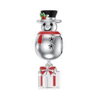 wholesale 925 Sterling Silver Beaded Charm Bracelet with Christmas Snowman & Present Pendants - Holiday s for Women and Teenage Girls-Snowman