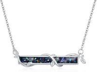 wholesale 925 Sterling Silver Multi-Color Stone Leaf Bar Pendant Necklace - Gifts for Her-F-Abalone