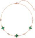 wholesale 14K Rose Gold Malachite Four-Leaf Clover Bracelet - 7 + Extender-0-0