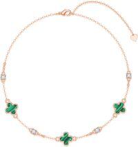 wholesale 14K Rose Gold Malachite Four-Leaf Clover Bracelet - 7 + Extender-Rose Gold 6.5 Inches