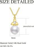 wholesale 14K Gold Freshwater Pearl Pendant with Diamond Accent and Tri-Leaf Design - Elegant Women's Necklaces-0-3
