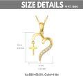 wholesale 14K Gold Diamond Heart & Cross Pendant Necklace for Women-0-3