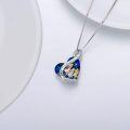 wholesale 925 Sterling Silver Blue Crystal Heart Pendant Necklace Gift for Sisters and Best Friend-0-4