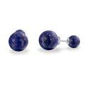 wholesale 925 Sterling Silver Round Blue Lapis Lazuli Stone Stud Earrings for Women Girls Gifts 8mm Diameter Jewelry Set of 4 Pairs-0-0