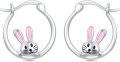 wholesale 925 Sterling Silver Bunny Rabbit Hoop Earrings for Women Girls Kids-0-0