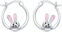 wholesale 925 Sterling Silver Bunny Rabbit Hoop Earrings for Women Girls Kids-4-Bunny