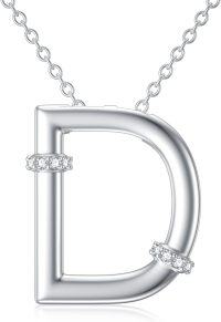 wholesale 925 Sterling Silver WG 925 Sterling Silver Natural Diamond A Z Letter Necklace for Women-D