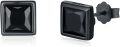 wholesale 925 Sterling Silver Square Cut Black Onyx CZ Stud Earrings 8mm-0-0