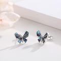 wholesale 925 Sterling Silver Abalone Shell Butterfly Stud Earrings-0-3