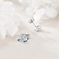 wholesale 925 Sterling Silver Green Enamel Flower Stud Earrings for Women Gifts-0-5