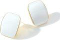 wholesale Gold-Plated 925 Sterling Silver White Enamel Square Stud Earrings for Women and Girls-0-0