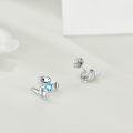 wholesale 925 Sterling Silver Blue Heart Crystal Dinosaur Stud Earrings for Women-0-2