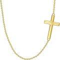 wholesale 14K White Gold Sideways Cross Choker Necklace - 16/18 inch Length Faith Jewelry for Women Valentines Day Gifts-0-3