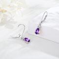 wholesale 925 Sterling Silver Purple Amethyst Teardrop Dangle Earrings with Leverbacks-0-1