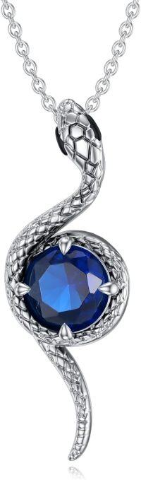 wholesale Metal Stone Snake Birthstone Pendant Necklace for Women-September