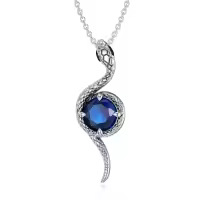 wholesale Metal Stone Snake Birthstone Pendant Necklace for Women-September