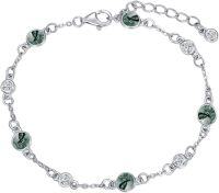wholesale  Sterling Silver Natural Stone Anklet Bracelet for Women -Moss Agate Bracelet 7\"-9\"
