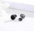 wholesale 925 Sterling Silver Round Black Onyx Stud Earrings - Hypoallergenic Punk Gothic Jewelry for Women and Men-0-2