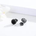 wholesale 925 Sterling Silver Round Black Onyx Stud Earrings - Hypoallergenic Punk Gothic Jewelry for Women and Men-0-2