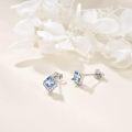 wholesale  Sterling Silver Cubic Zirconia Crystal Birthstone Stud Earrings, March Light Blue-0-3